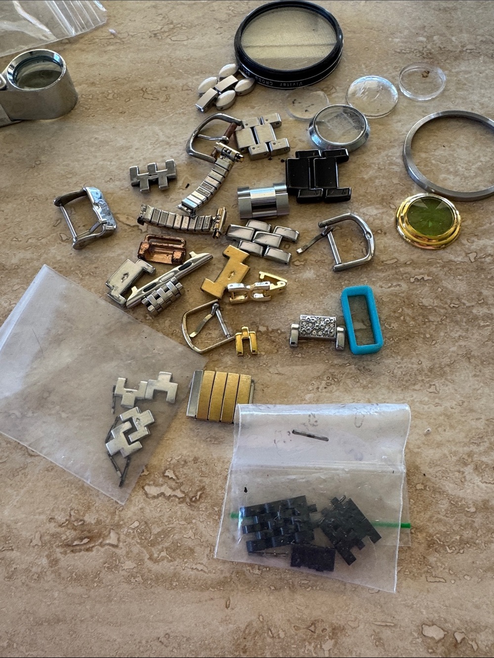 Mixed Watch Parts Lot - Silver & Gold Tones with Turquoise Accent